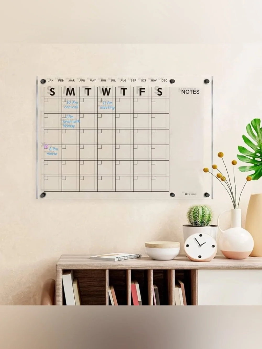 Large Clear Acrylic White Board Dry Erase Wall Calendar/ Planner - Home/Office